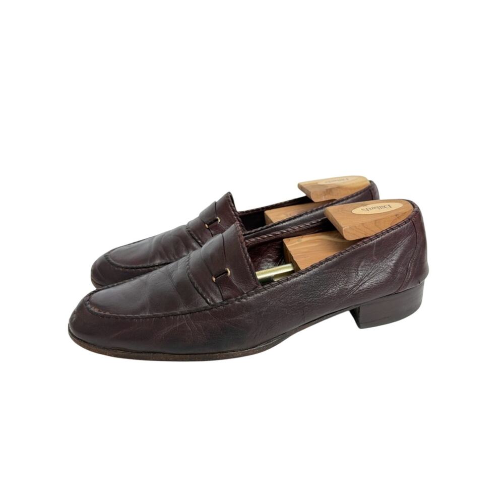 Bally Switzerland Bit Handmade Loafer Mens 11 Leather Brown Slip On Dress Shoe